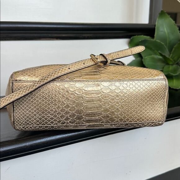 Michael kors genuine leather embossed satchel shoulder crossbody handbag purse - Picture 10 of 14